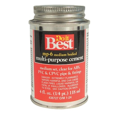 All-Source 4 Oz. Medium Bodied Clear Multi Purpose Solvent Cement 018006